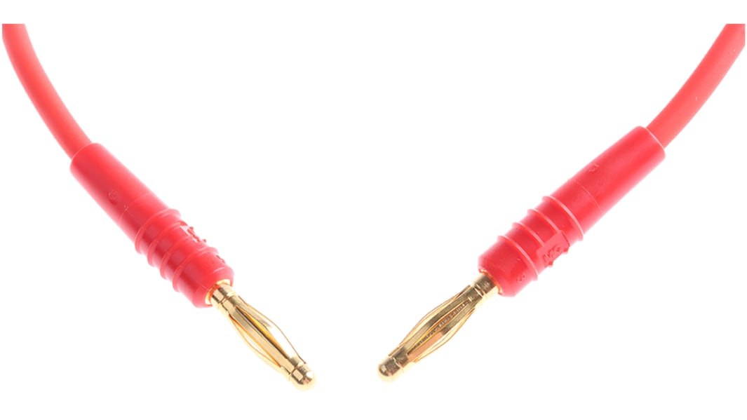 Staubli 2 mm Connector Test Lead, 10A, 30 V ac, 60V dc, Red, 450mm Lead Length