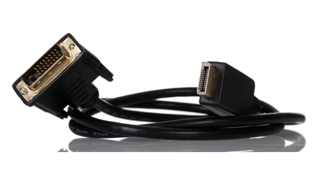 RS PRO Male DisplayPort to Male DVI-D, PVC  Cable, 1080p, 1m