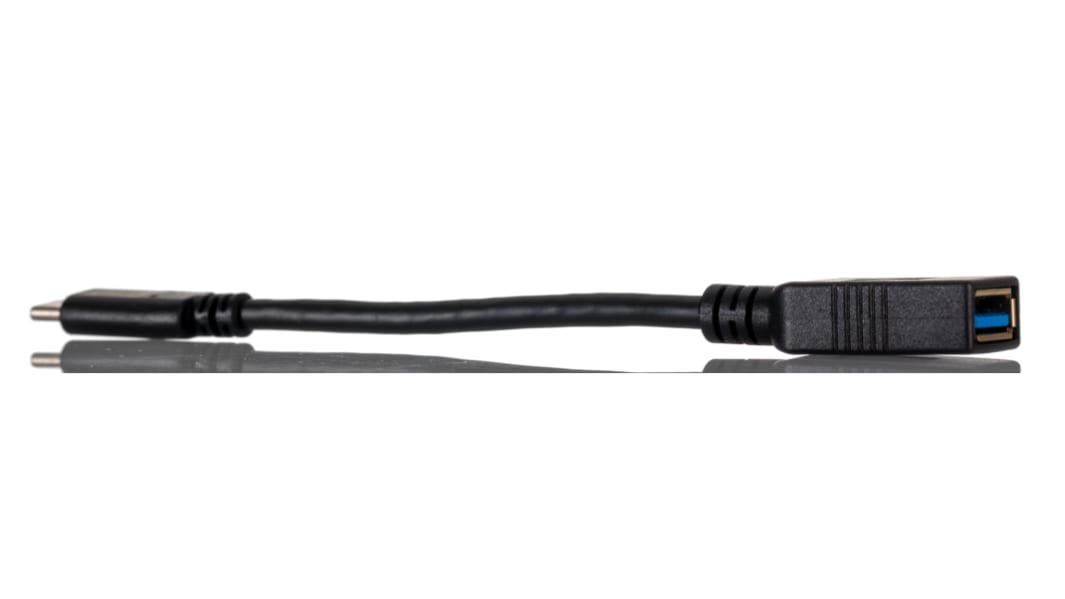 RS PRO USB 3.0, USB 3.1, Male USB C to Female USB A, 150mm