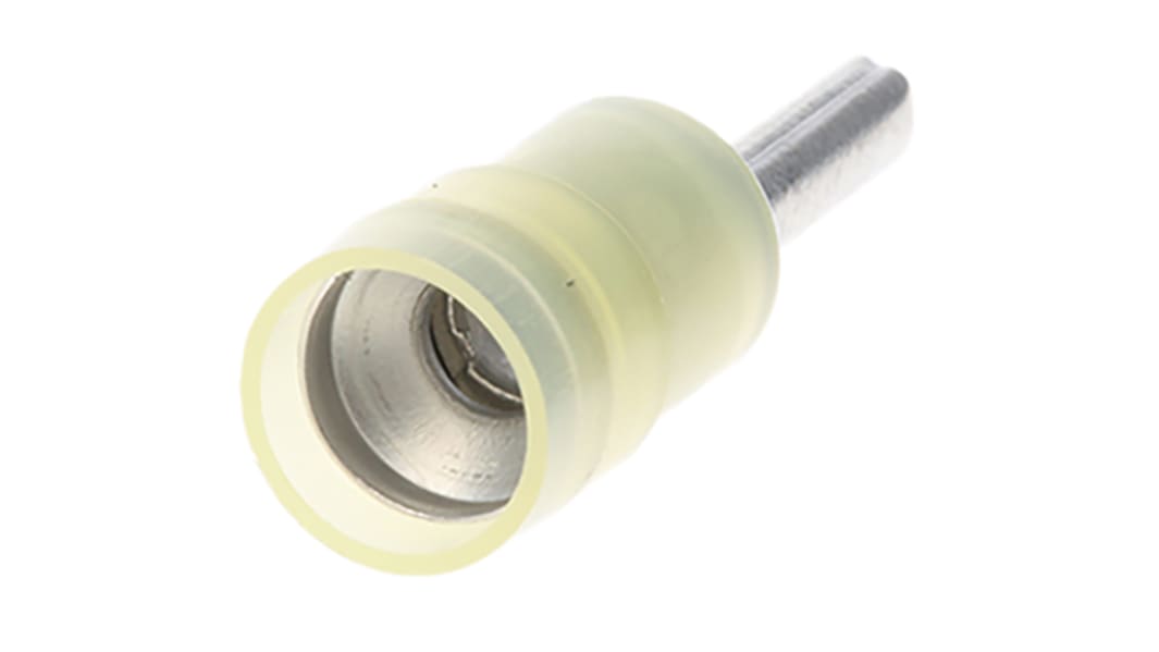 RS PRO Insulated Crimp Pin Connector, 4mm² to 6mm², 12AWG to 10AWG, 2.8mm Pin Diameter, 14mm Pin Length, Yellow