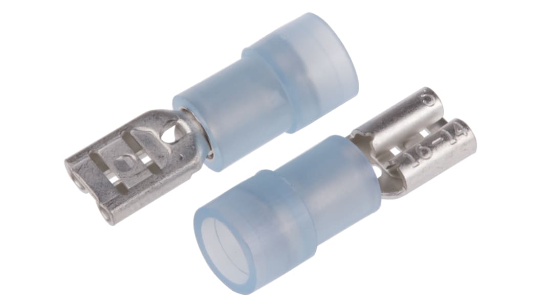 RS PRO Blue Insulated Female Spade Connector, Double Crimp, 4.75 x 0.5mm Tab Size, 1.5mm² to 2.5mm²