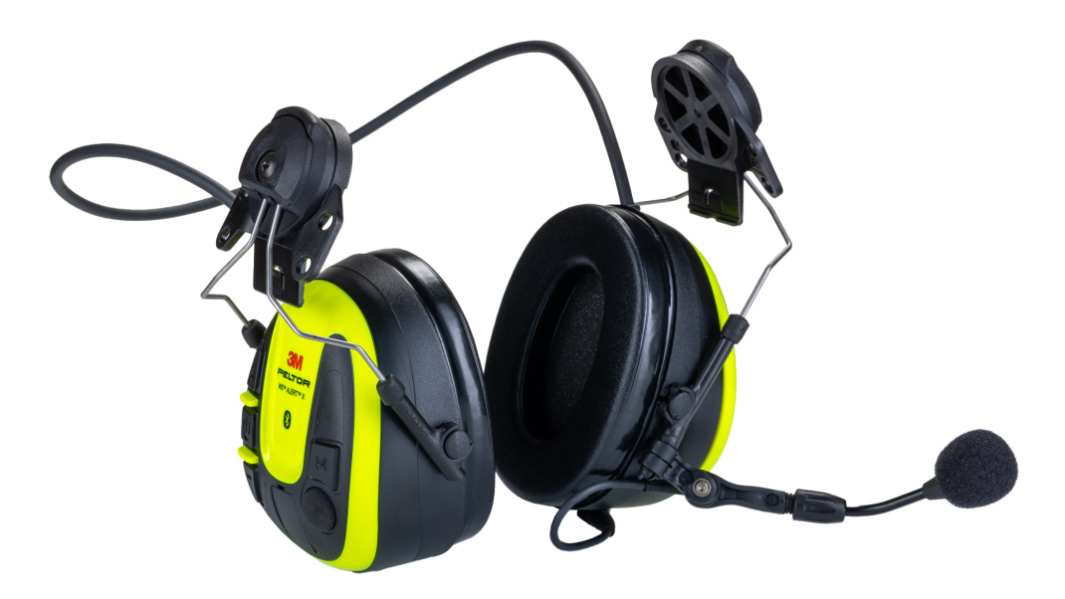 3M WS ALERT X Speak & Listen Ear Shells with Helmet Attachment, Black/Yellow, Noise Cancelling Microphone