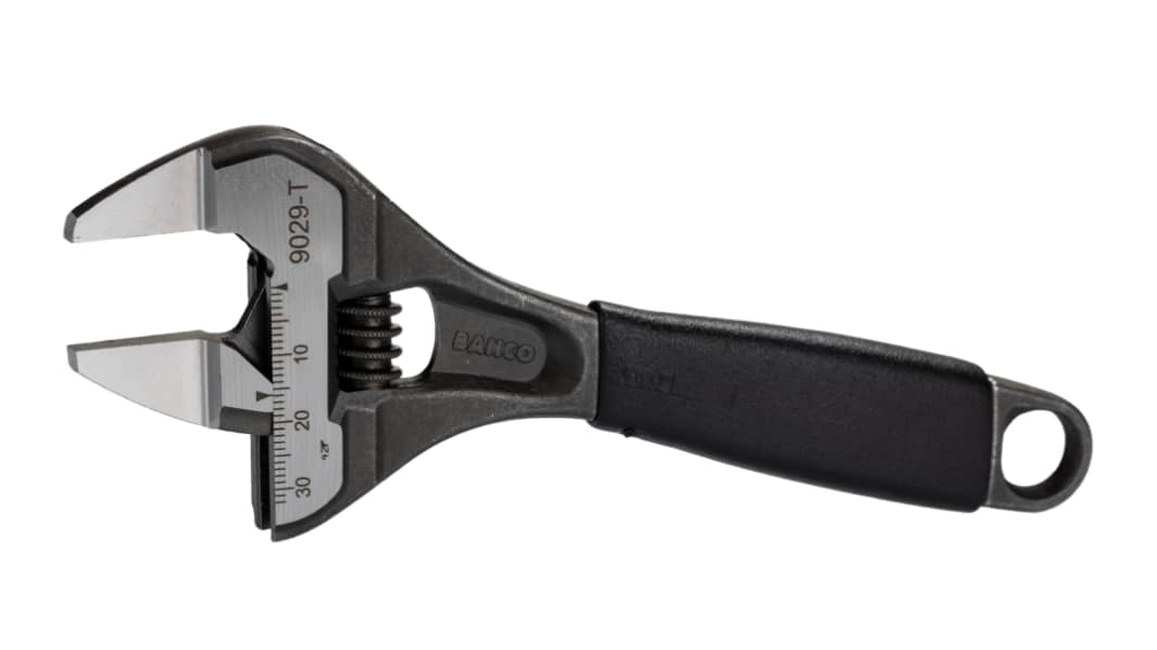 Bahco Adjustable Spanner, 170 mm Overall, 32mm Jaw Capacity, Rubberized Comfort Grip Handle