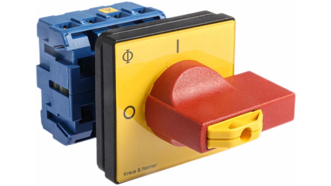 Kraus & Naimer 4P Pole Panel Mount Isolator Switch - 25A Maximum Current, 7.5kW Power Rating, IP65