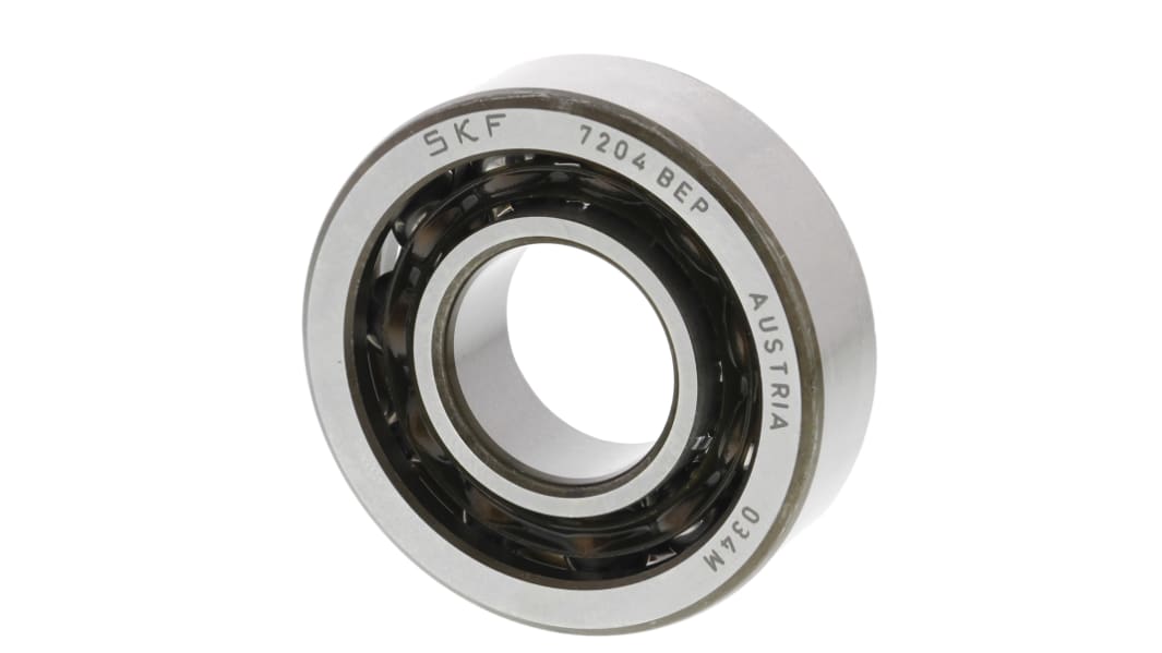 SKF 7204 BEP Single Row Angular Contact Ball Bearing- Open Type 20mm I.D, 47mm O.D