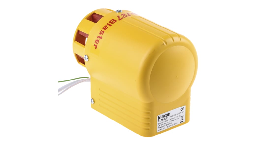 Sirena Klaxon, 127dB Rete elettrica, 230V, 113 x 170 x 140mm Giallo