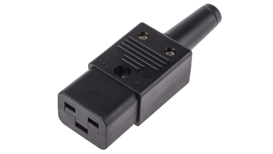 Conector IEC C19 hembra Schurter, Recto, Montaje de Cable, 250 V, 16A