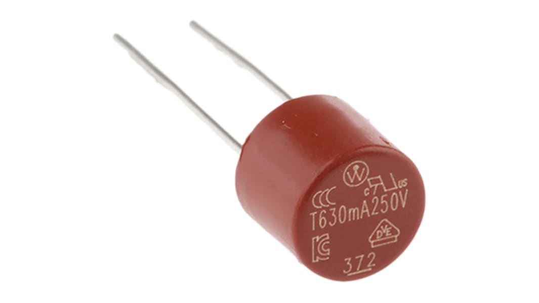 Wickmann ノンリセッタブルヒューズ 630mA, 250V ac 3720630000