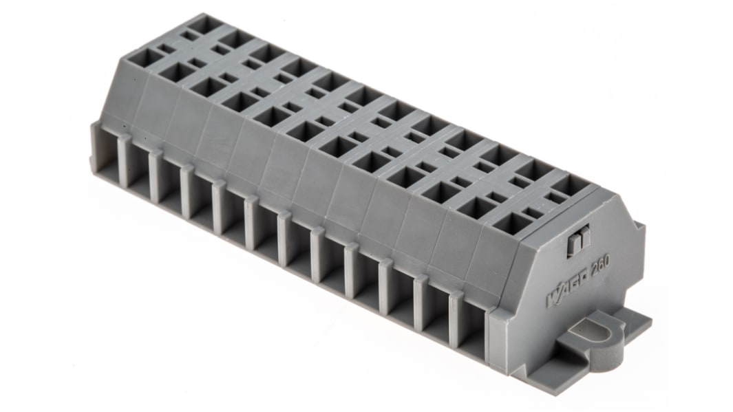 WAGO 260 Lüsterklemme Einfach Grau, 1.5mm², 400 V / 18A, mit Käfigklemme
