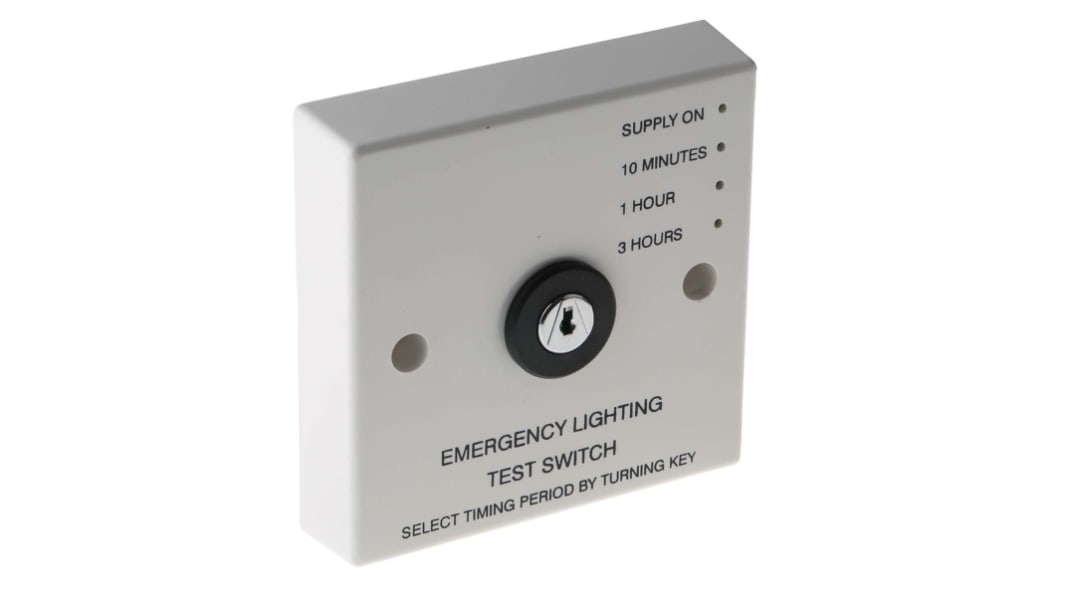 RS PRO Emergency Light Test Switch for use with Emergency Lighting