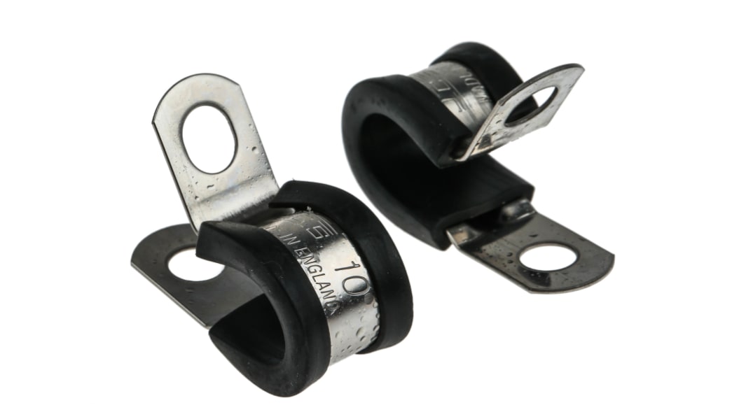 Abrazadera P, 10mm, Acero inoxidable 304, Negro