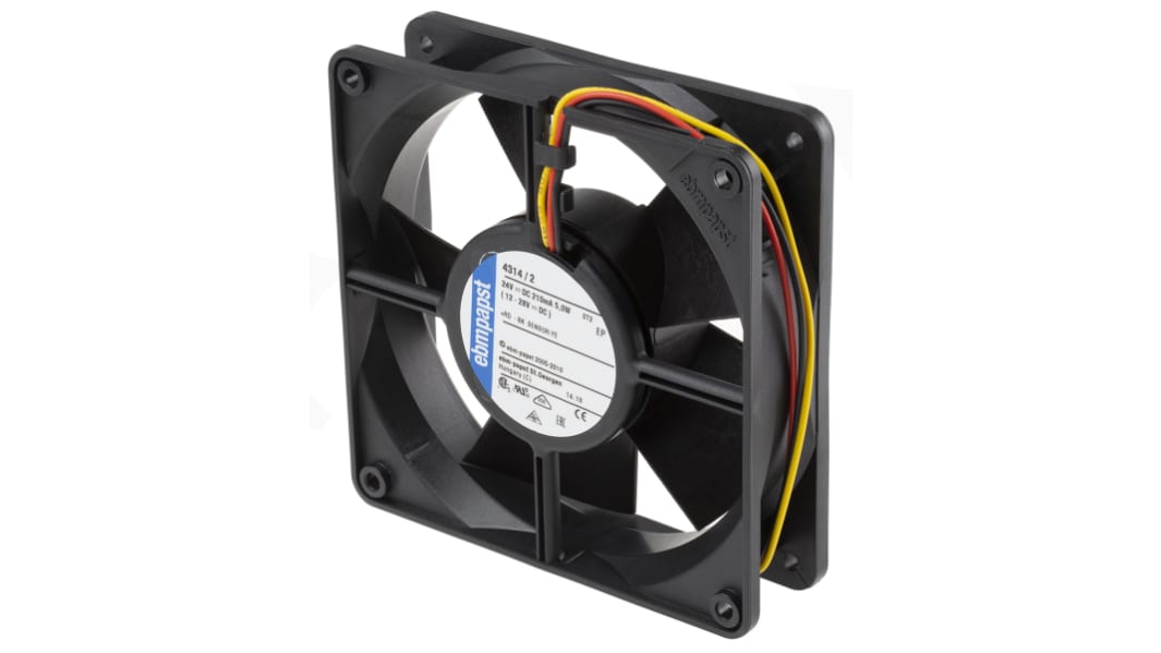 ebm-papst 4300 Series Axial Fan, 24 V dc, DC Operation, 170m³/h, 5W, 208mA Max, 119 x 119 x 32mm