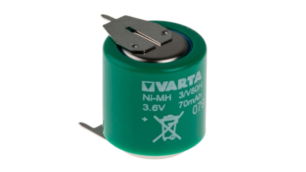 Batteria a bottone ricaricabile Varta, 3.6V, 80mAh, NiMH