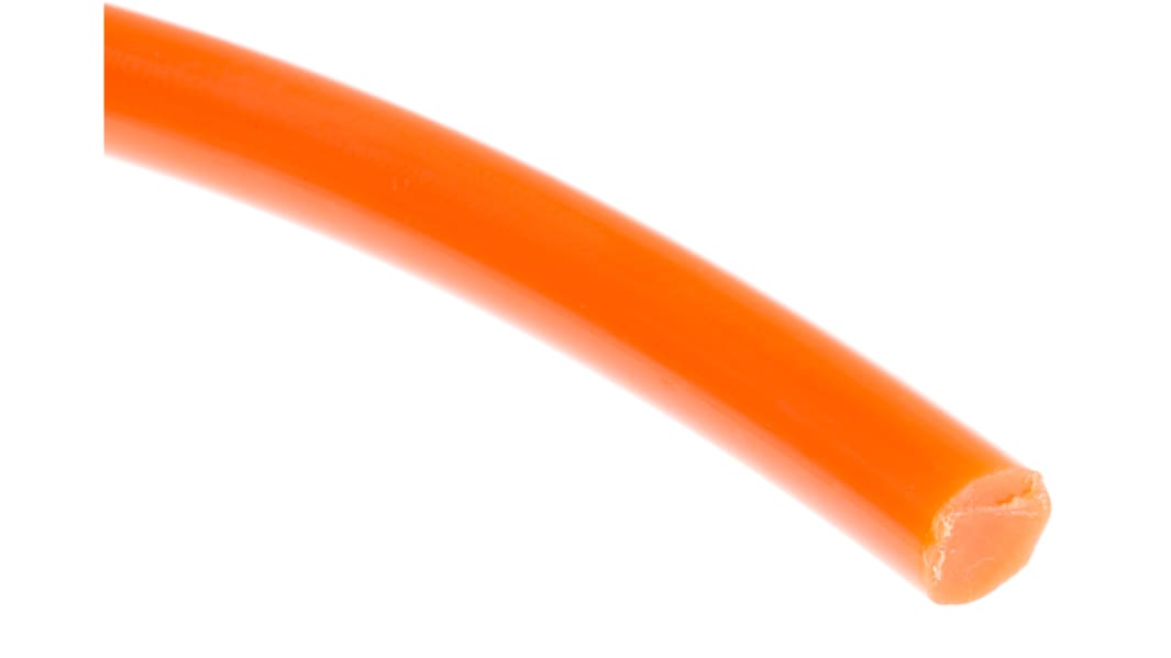 RS PRO 5m 8mm diameter Orange Round Polyurethane Belt for use with 48mm minimum pulley diameter