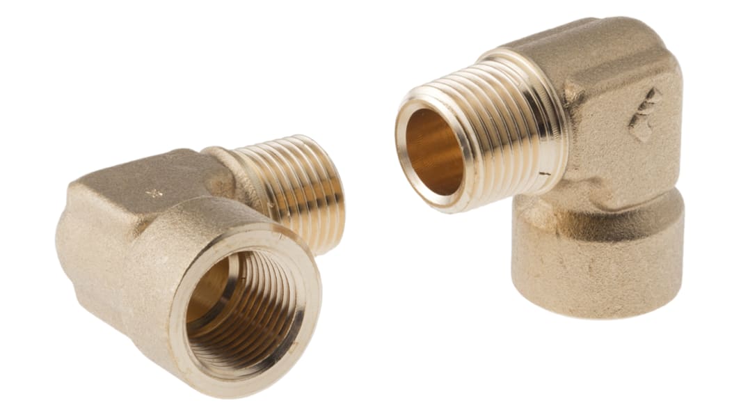 Legris Brass Pipe Fitting, 90° Threaded Elbow, Male R 1/2in to Female G 1/2in