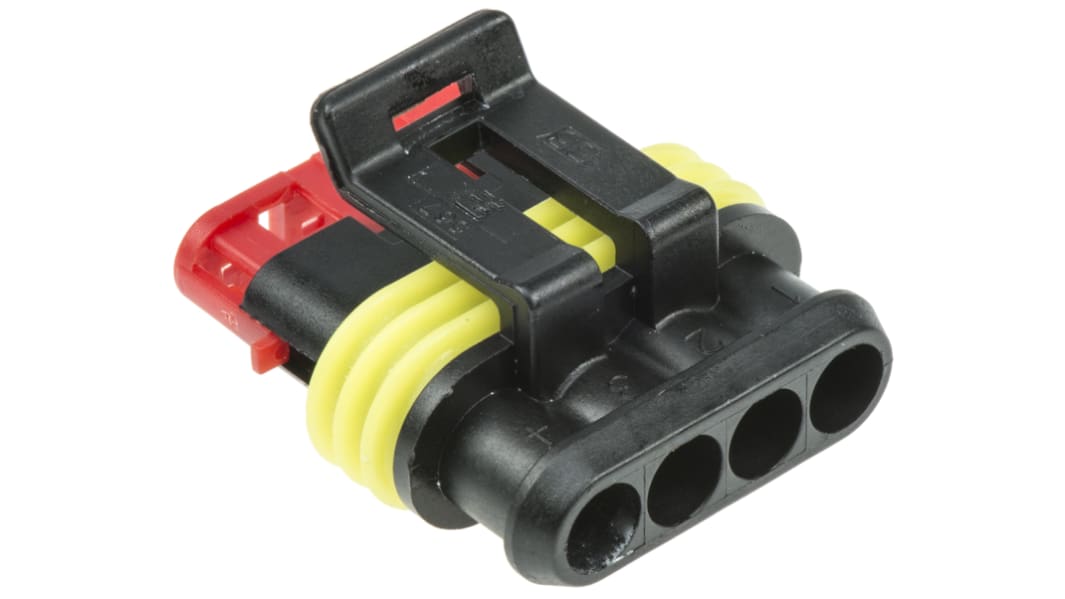 TE Connectivity, AMP Superseal 1.5 Female 4 Way for use with Centerline Wire-to-Wire Connector