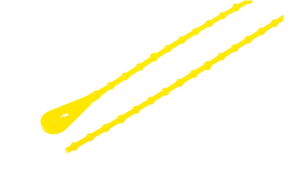 Essentra Cable Tie, Releasable, 222.3mm x 2.4 mm, Yellow Polypropylene, Pk-100