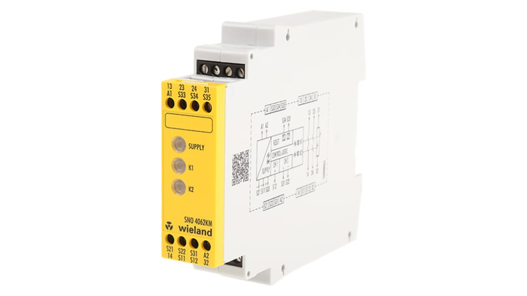 Wieland Dual-Channel Emergency Stop Safety Relay, 24V ac/dc, 2 Safety Contacts