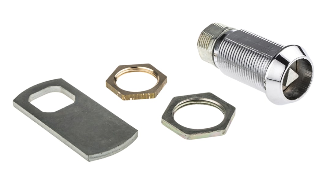 Euro-Locks a Lowe & Fletcher group Company Camlock, 32.7mm Panel-to-Tongue, 20.1 x 17.6mm Cutout, Triangle Head Unlock