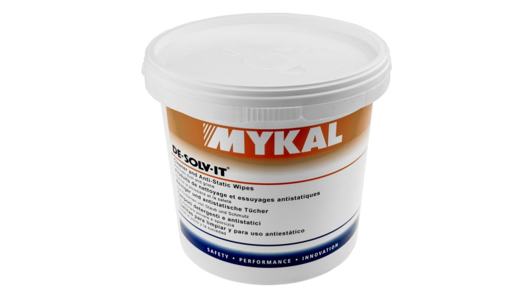Mykal Industries Wet Anti-Static Wipes, Tub of 150, 280 x 280mm
