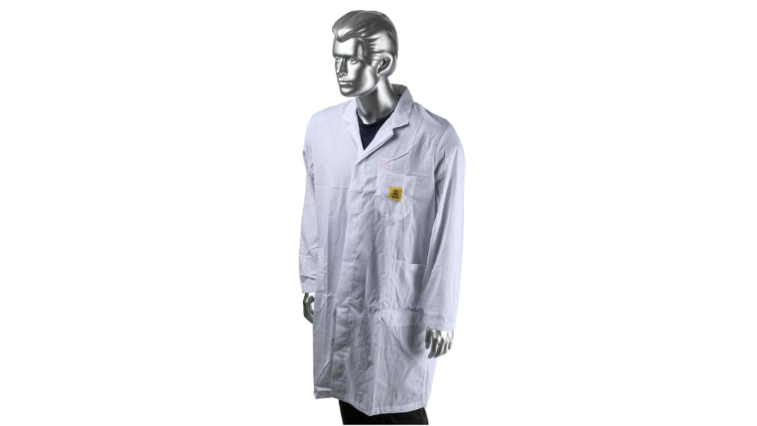 Camice da laboratorio Riutilizzabile Metcal da Uomo, tg. L, in Cotone, poliestere, Colore bianco