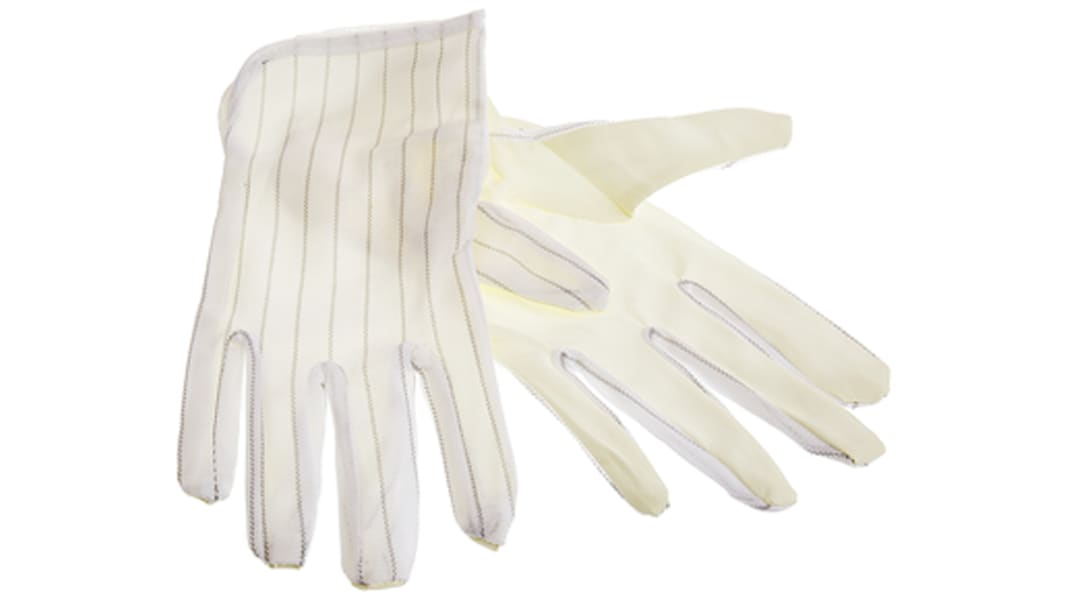 RS PRO White Polyethylene Anti-Static Anti-Static Gloves, Size 9, Large, No Coating
