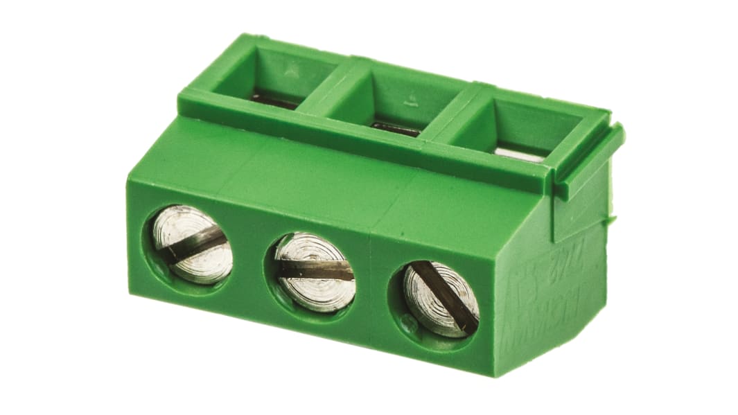 TE Connectivity Buchanan Series PCB Terminal Block, 3-Contact, 5mm Pitch, Through Hole Mount, 1-Row, Screw Termination