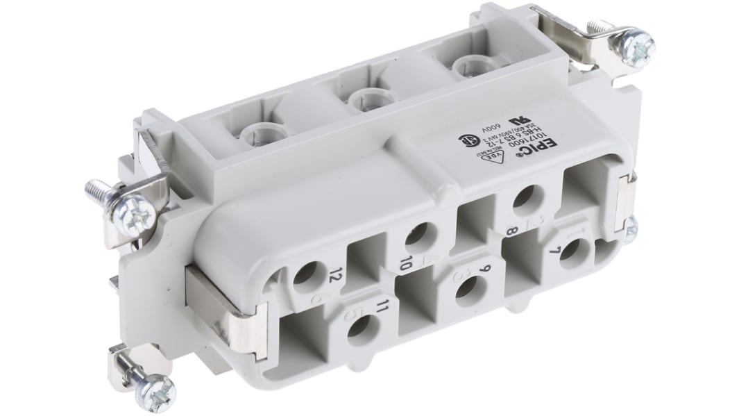 EPIC Heavy Duty Power Connector Insert, 35A, Female, H-BS Series, 6 Contacts