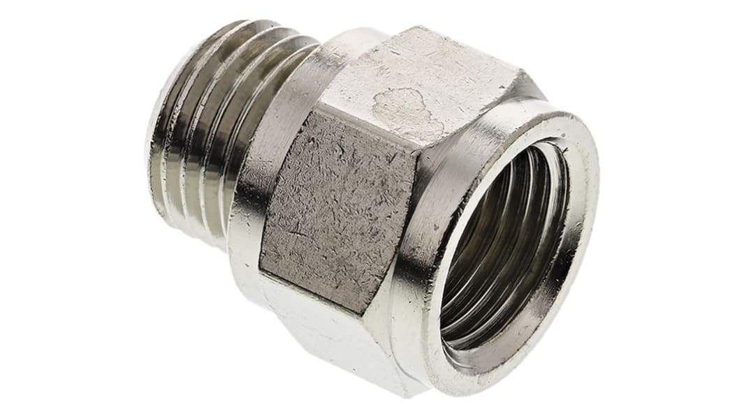 Legris LF3000 G1/4 Stecker x G1/4 Buchse Gerader Gewindeadapter, Mit Gewinde, Messing, 60 bar