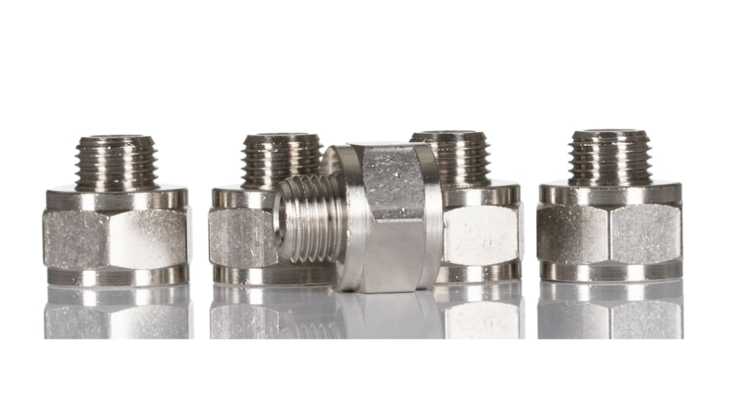 Legris LF3000 G1/4 Stecker x G3/8 Buchse Gerader Gewindeadapter, Mit Gewinde, Messing, 60 bar