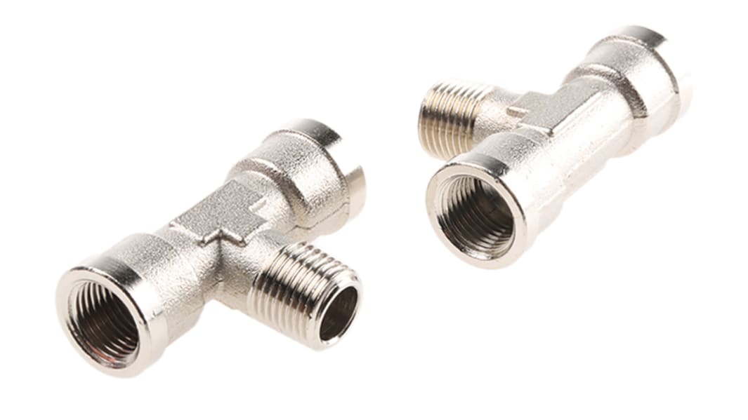Legris 0916 G1/8 Buchse x G1/8 Buchse T-Gewindeadapter, Messing, R1/8 Stecker, 60 bar