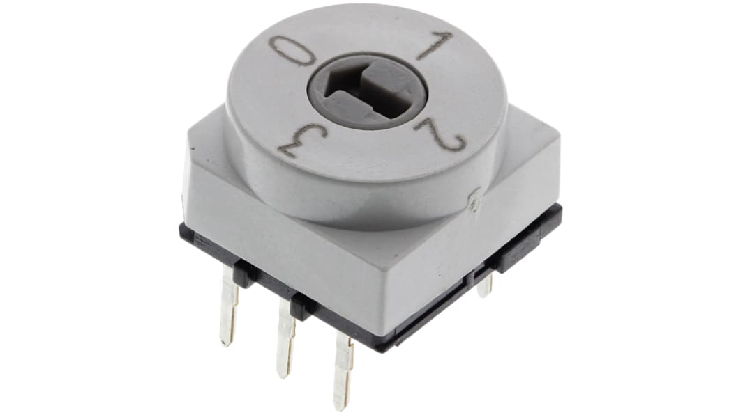 Interruptor DIP, Pasante, Actuador Destornillador, 150 mA a 24 V dc, 4 vías, -20 → +70°C