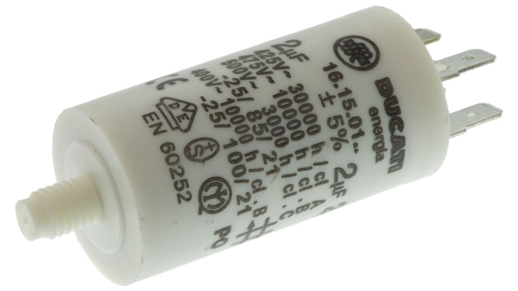 Ducati Energia 4.16.15 Polypropylene Film Capacitor, 500V ac, ±5%, 2μF, Stud Mount
