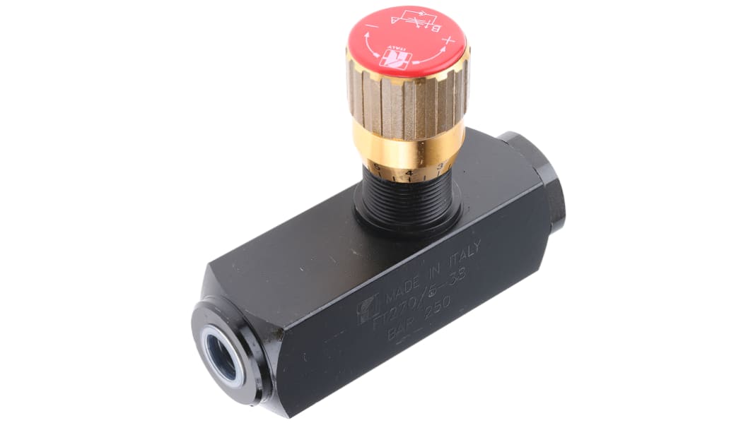 Valvola di controllo del flusso idraulico RS PRO, G 3/8, portata max 25L/min, in Acciaio
