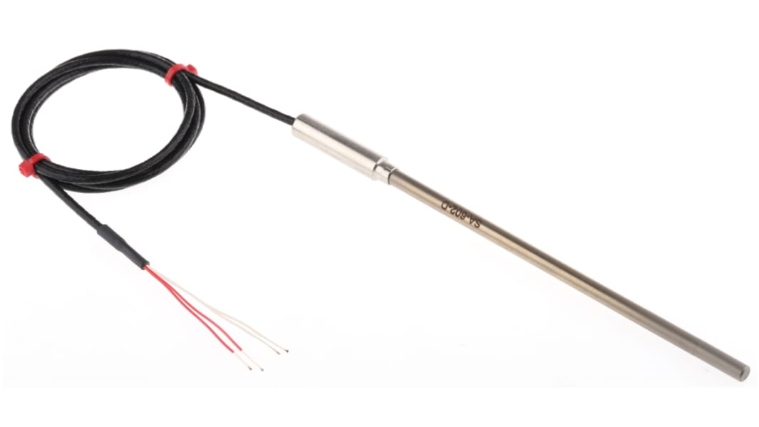 RS PRO PT100 RTD Sensor, 6mm Dia, 150mm Long, 4 Wire, Probe, Class B +500°C Max