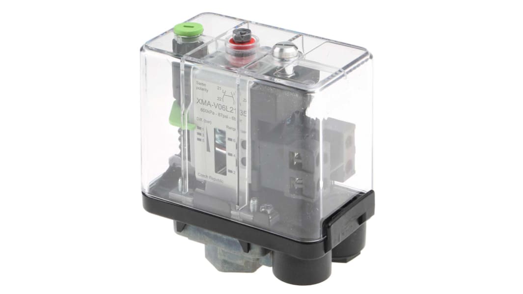 Telemecanique Sensors Pressure Sensor, 1bar Min, 6bar Max, Relay Output, Differential Reading