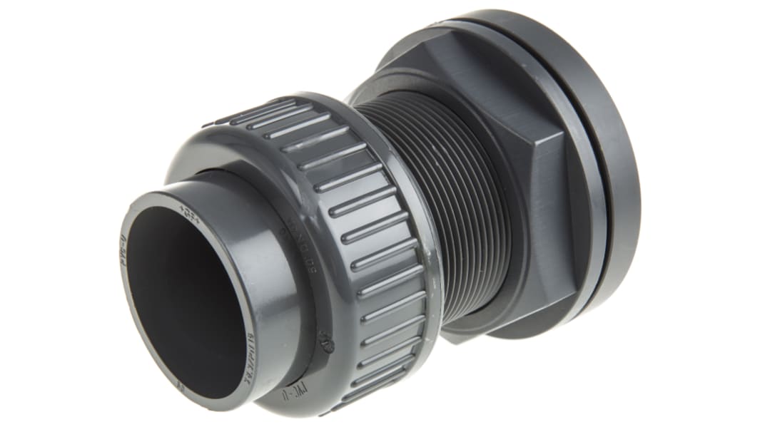 Georg Fischer Plastic Pipe Fitting, Straight Tank Adapter, 50mm to Cement 50mm