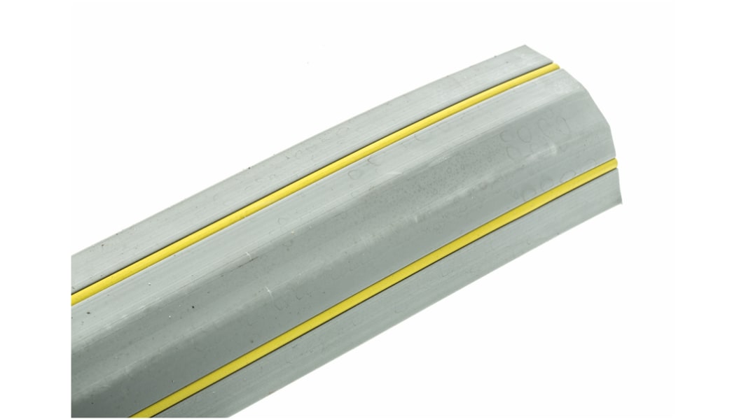 RS PRO 3m Grey/Yellow Cable Cover in Rubber, 14mm Inside dia.