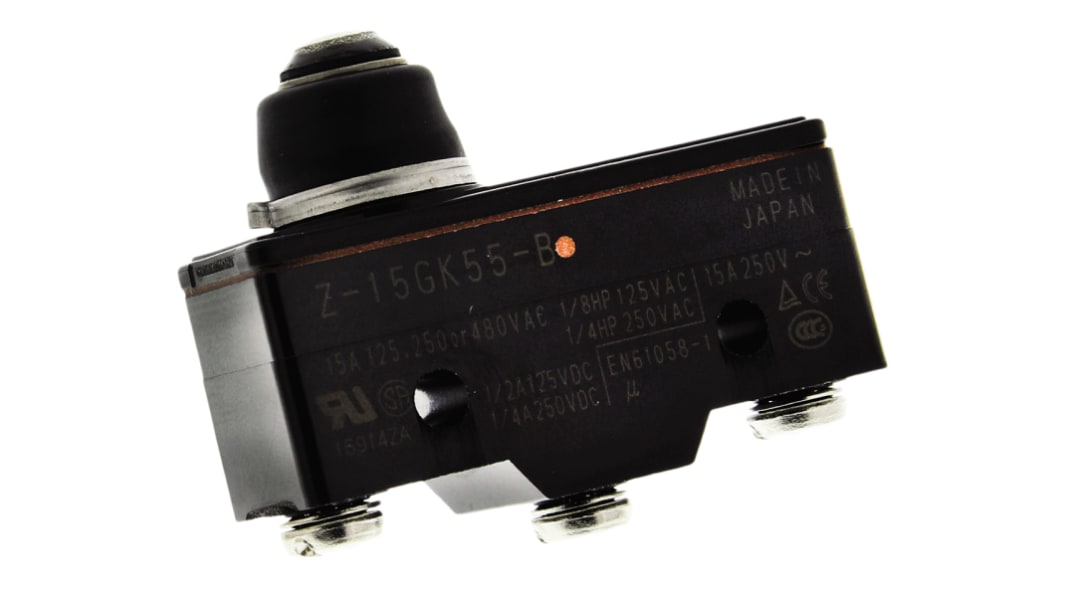 Omron Endschalter, Stößel, 1-poliger Wechsler, Schließer/Öffner, IP 00, 15A