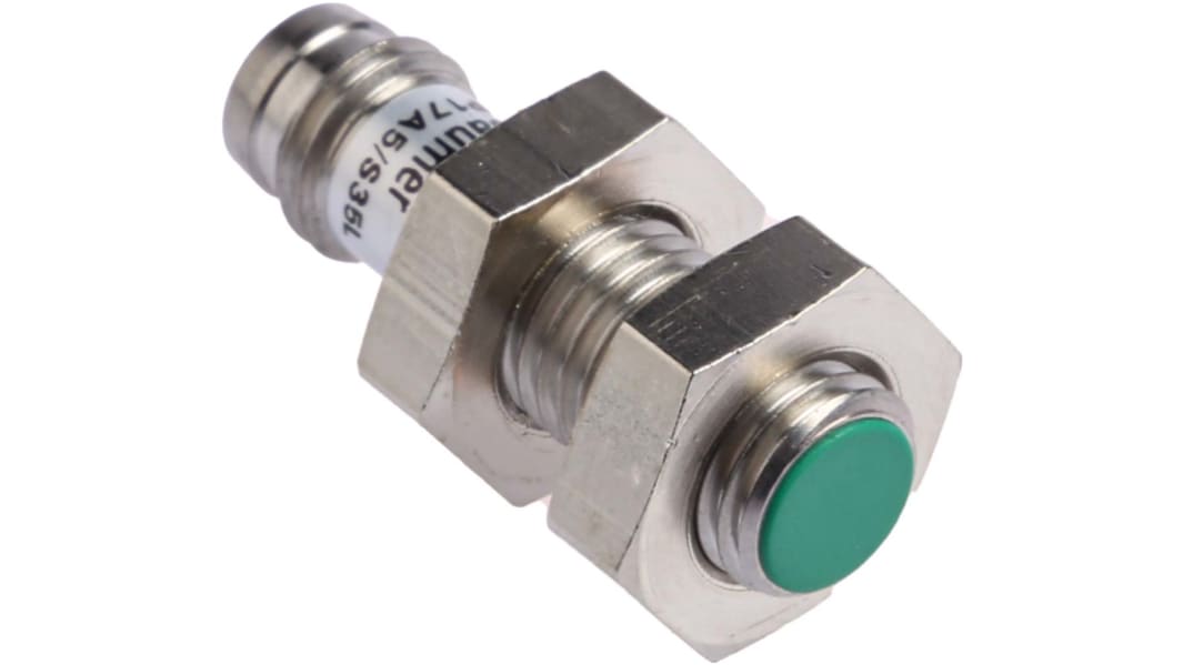 Sensore di prossimità Cilindro filettato Baumer, M8, rilevamento 2 mm, 6 → 36 V c.c.