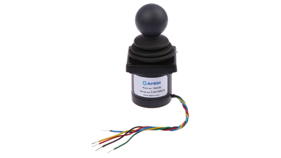 APEM 2-Axis Joystick Switch Knob, Dual Axis Potentiometric, Momentary, IP65
