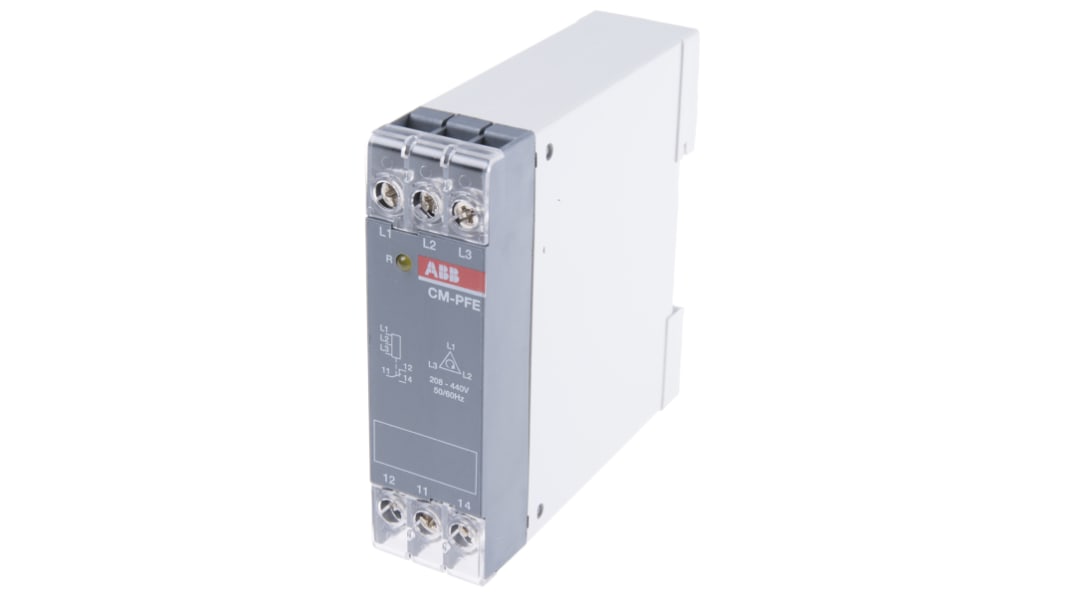 ABB モニタリングリレー, SPDT, DINレール, 208 → 440V ac, 1SVR550824R9100