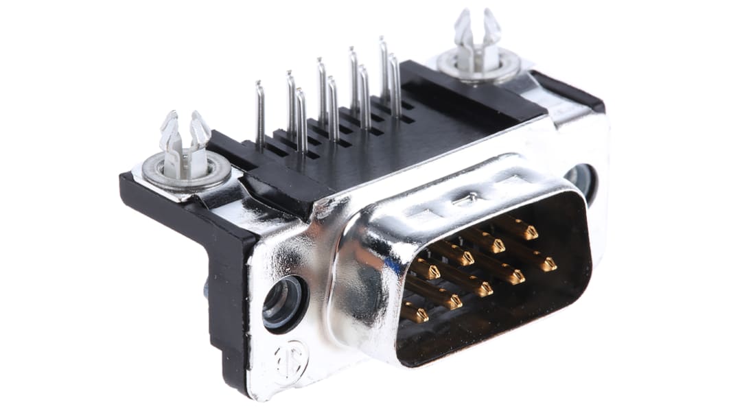 TE Connectivity Amplimite HD-20 Sub-D Steckverbinder Stecker abgewinkelt, 9-polig / Raster 2.74mm, Durchsteckmontage