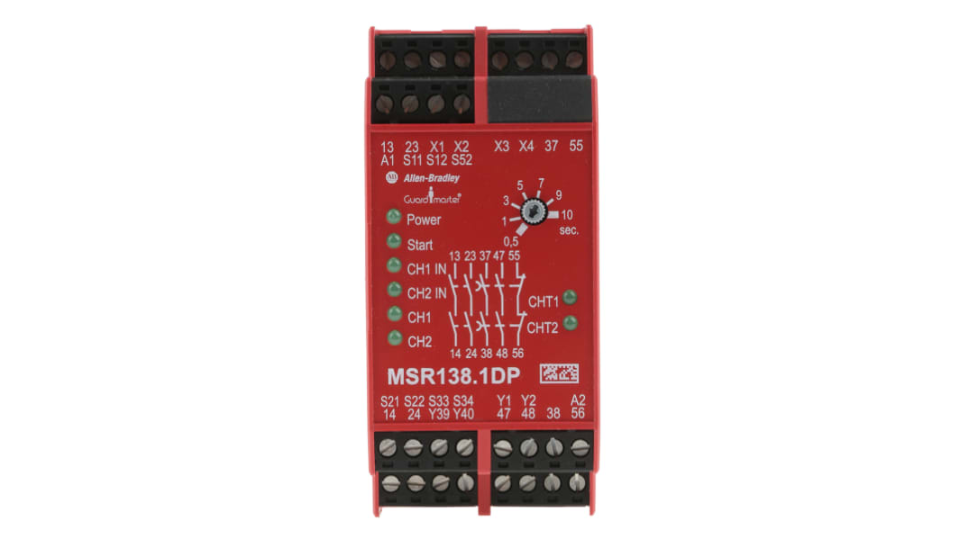 Przekaźnik bezpieczeństwa, kat. bezp.: 4, SIL: 3, MSR138.1DP, styki bezp.: 2, Uz: 24 V ac/dc, Rockwell Automation
