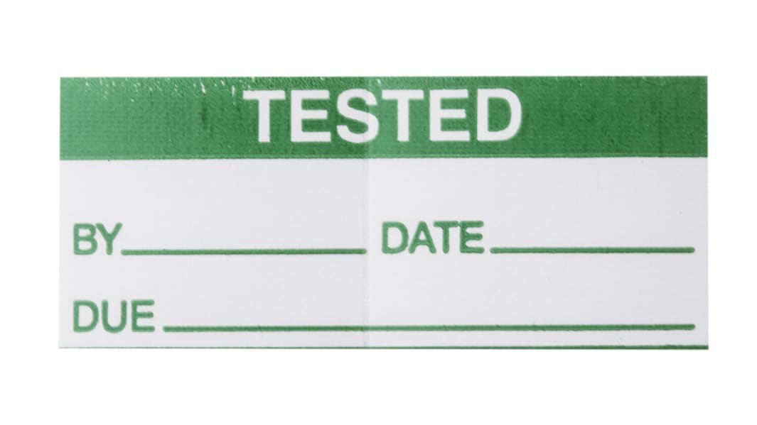 Etykieta samoprzylepna z nadrukiem tekst Tested 140 szt. RS PRO Klej