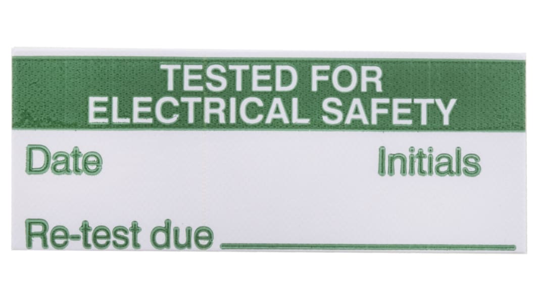 RS PRO Adhesive Pre-Printed Adhesive Label-Tested For Electrical Safety-. Quantity: 140