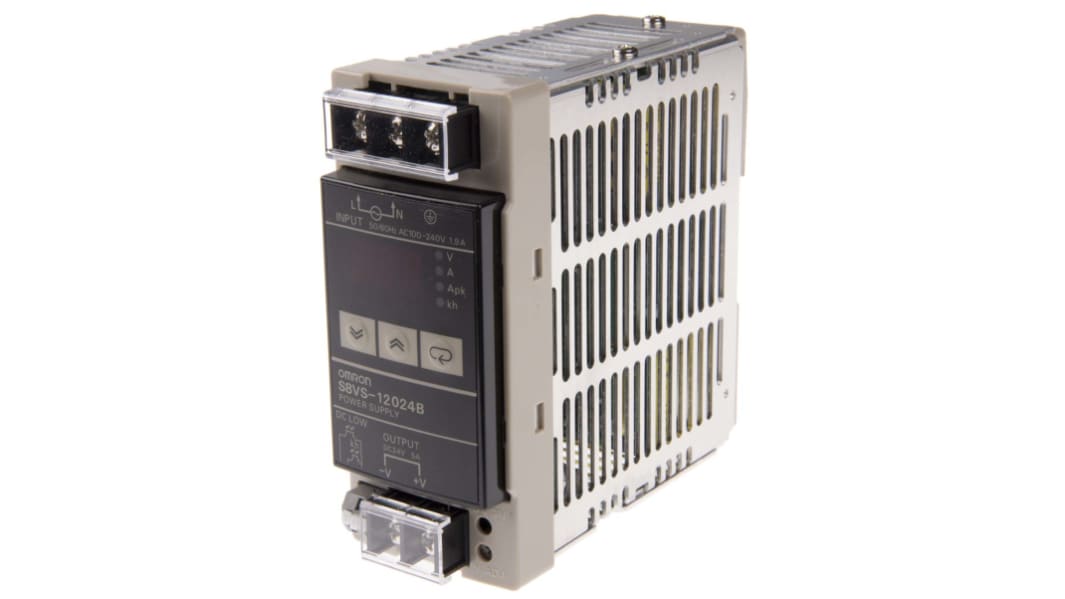 Omron S8VS Switched Mode DIN Rail Power Supply, 85 → 264V ac ac Input, 24V dc dc Output, 5A Output, 120W