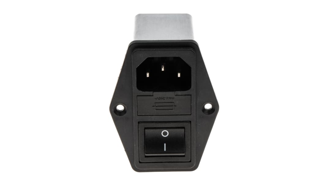Filtro ingresso IEC Schaffner C14 250 V c.a., 6A, Montaggio a pannello