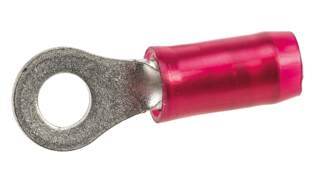 TE Connectivity, PIDG Insulated Ring Terminal, M3.5 Stud Size, 0.26mm² to 1.65mm² Wire Size, Red