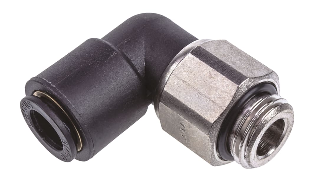Legris LF3000 G1/4 Stecker x 8-mm-Steckanschluss Winkelgewindeadapter, Gewinde-zu-Rohr, Nylon glasfaserverstärkt, G1/4